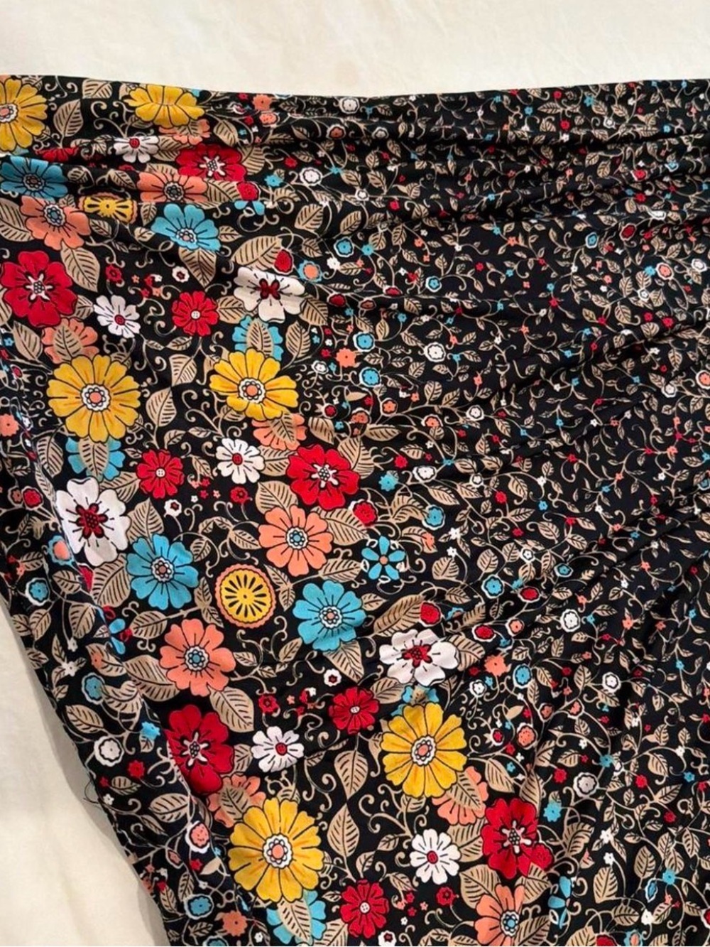 Wet Seal Black Halter-Back Floral Midi Dress with Multicolor Border - Picture 2 of 5